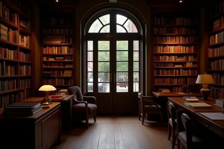 Vista interna da livraria ou escritório da Editora Veredas